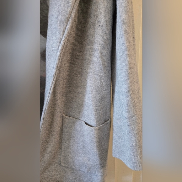 MAGASCHONI Wool Blend Open Front Sweater Blazer Cardigan Heather Gray - Picture 3 of 6